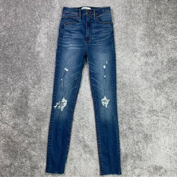 Abercrombie & Fitch Jeans Women's 23* Blue Skinny Ultra High Rise Dark Denim - Picture 1 of 12